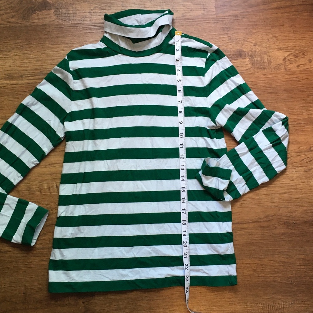 J. Crew Green & White Striped Long-Sleeve Turtleneck Tee - Picture 2 of 5